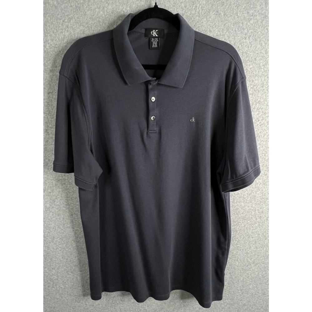 Calvin Klein CK Polo Shirt Men’s XL Slate Gray Short Sleeve Cotton Logo Classic